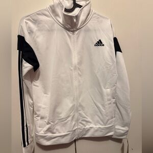 Adidas White Zip-Up Jacket with Black Logo